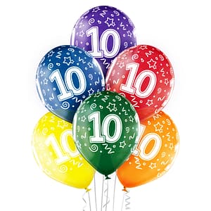 Kolorowe balony na 10 urodziny