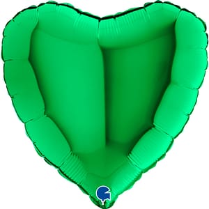 Zielony balon foliowy z helem w kształcie serca