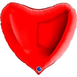 Czerwony balon z helem w kształcie serca - foliowy